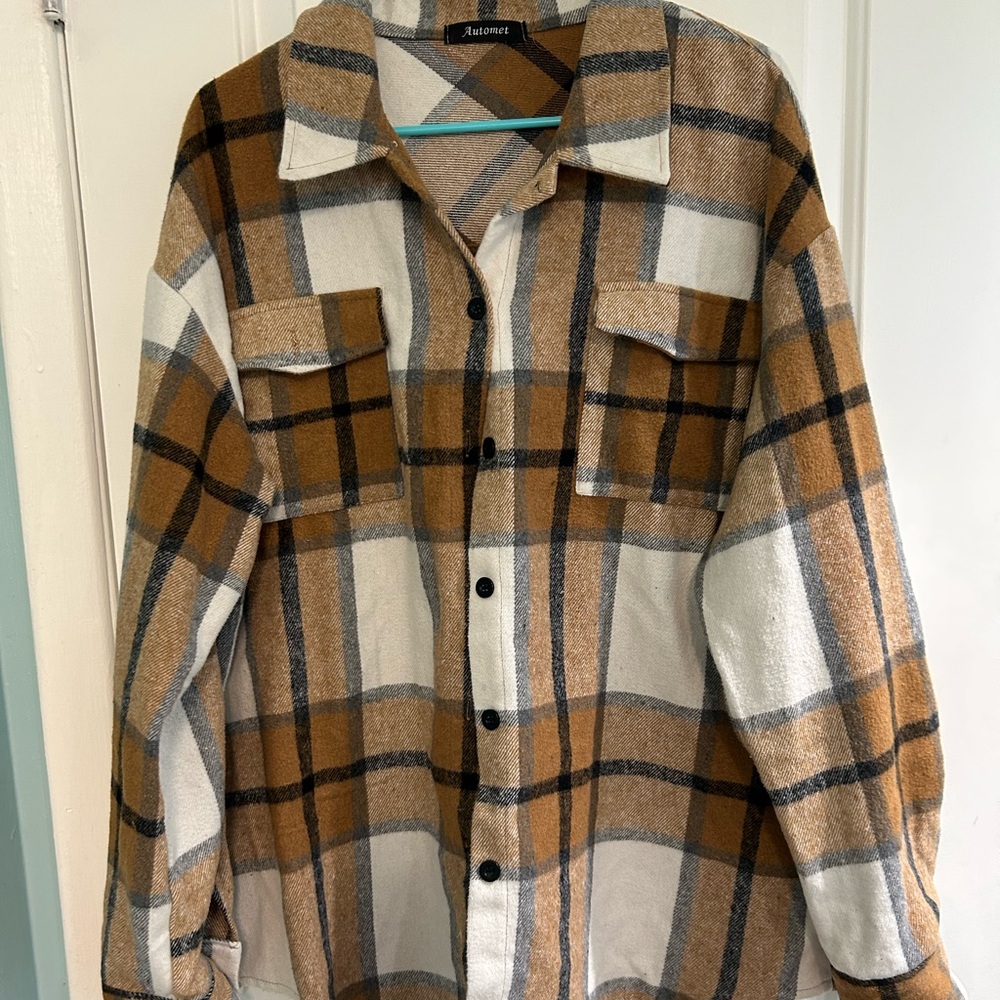 Antomet  flannel long beige/black shirt XL